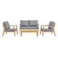 Patio Trasero 4 Piece Syracuse Outdoor Patio Upholstered Furniture Set, Natural & Grey PA2090035